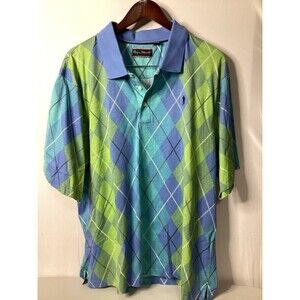 Payne Stewart‎ Men’s Polo Shirt Blue Green Diamond Size XL